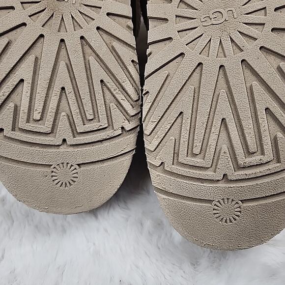 UGG Tazz Slipper Women's Clogs Size 10 Sand Suede Sheepskin Platform - Picture 8 of 10